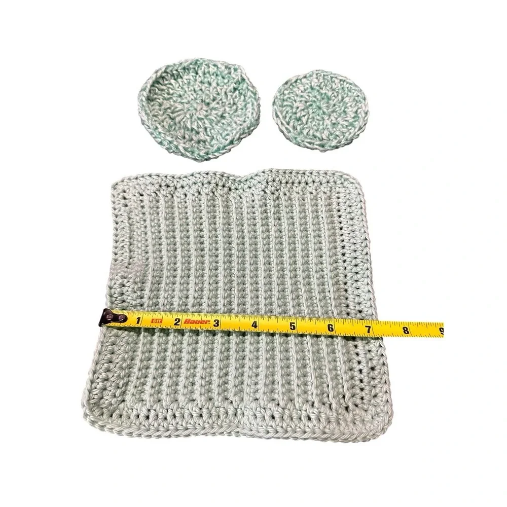 NEW crochet dish washing set 1 cotton wash cloth 2 dish scrubby handmade
